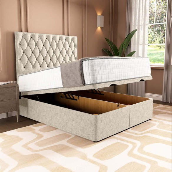 London Ottoman Divan Bed - Cream Chenille