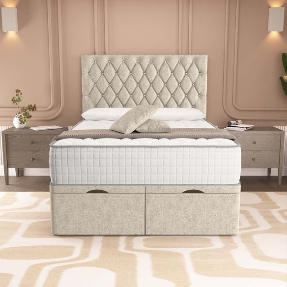 London Ottoman Divan Bed - Cream Chenille