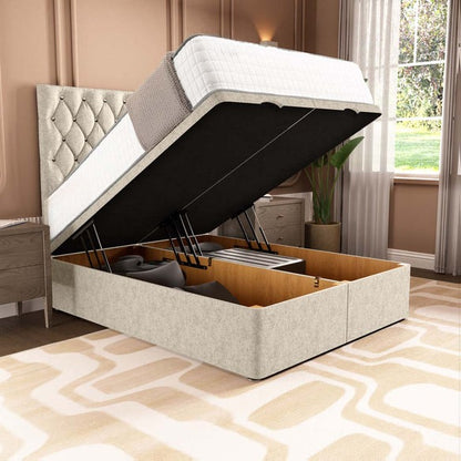London Ottoman Divan Bed - Cream Chenille
