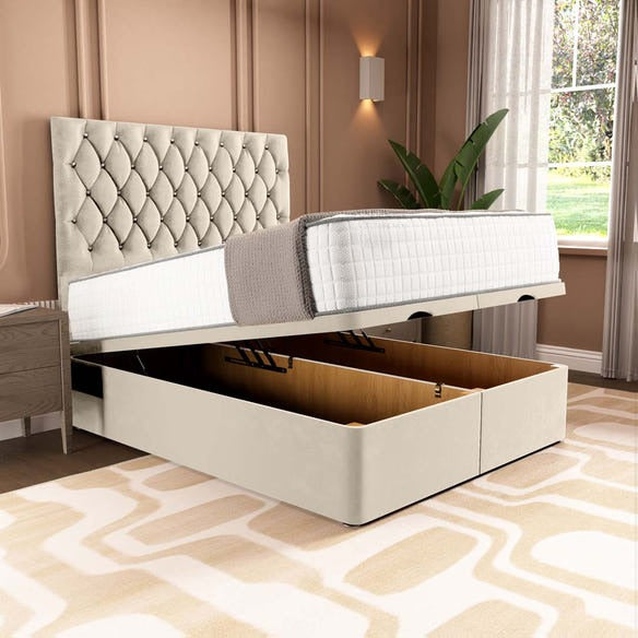 London Ottoman Divan Bed - Cream Plush Velvet
