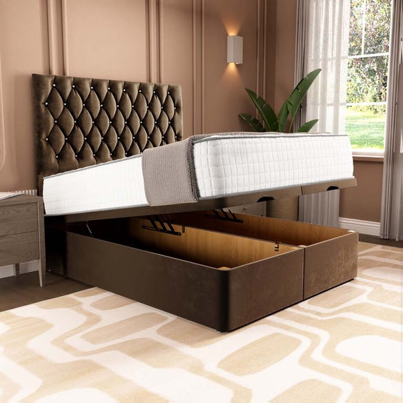 London Ottoman Divan Bed - Mocca Plush Velvet