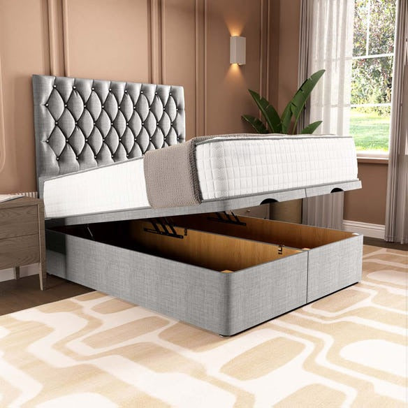 London Ottoman Divan Bed - Silver Linoso