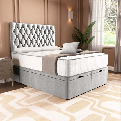 London Ottoman Divan Bed - Silver Linoso