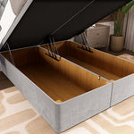London Ottoman Divan Bed - Silver Plush Velvet