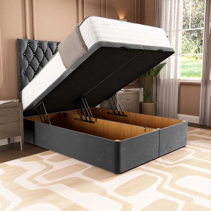London Ottoman Divan Bed - Steel Plush Velvet