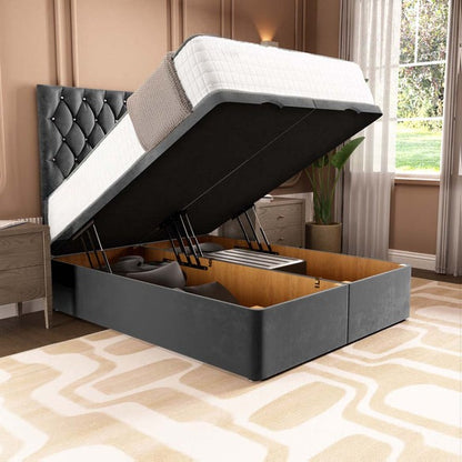 London Ottoman Divan Bed - Steel Plush Velvet