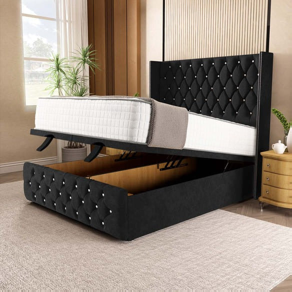 Luxor Ottoman Divan Bed - Black Naples