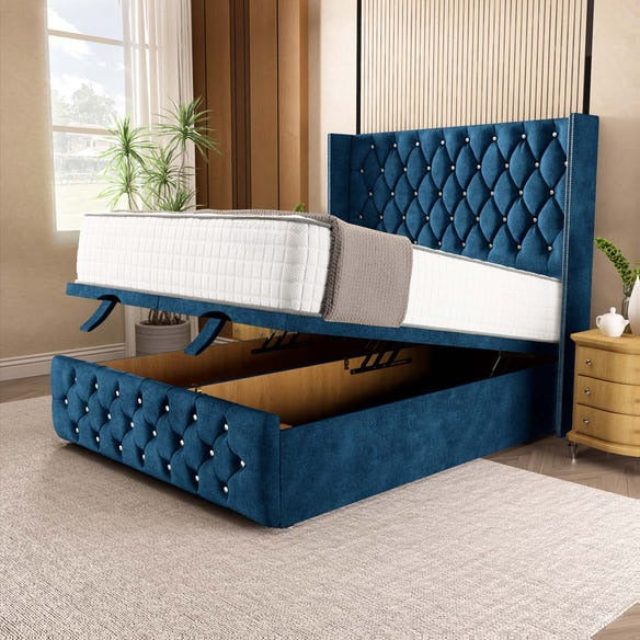 Luxor Ottoman Divan Bed - Blue Coniston