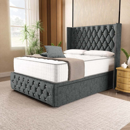 Luxor Ottoman Divan Bed - Charcoal Chenille