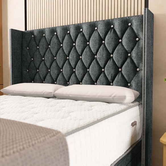 Luxor Ottoman Divan Bed - Charcoal Chenille