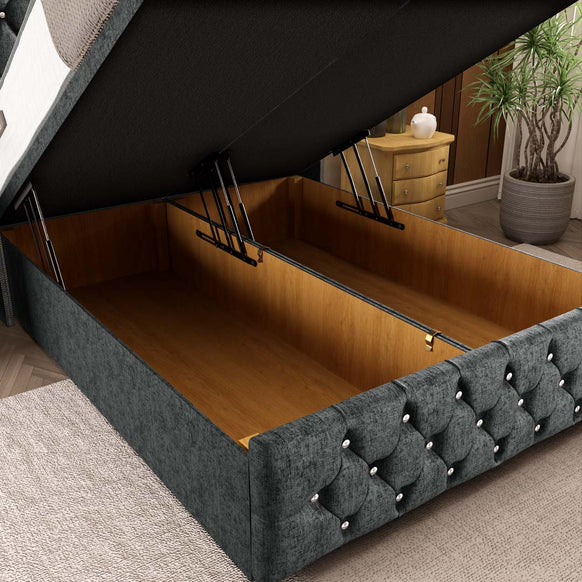 Luxor Ottoman Divan Bed - Charcoal Chenille