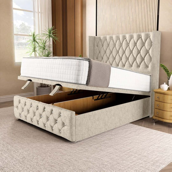 Luxor Ottoman Divan Bed - Cream Chenille
