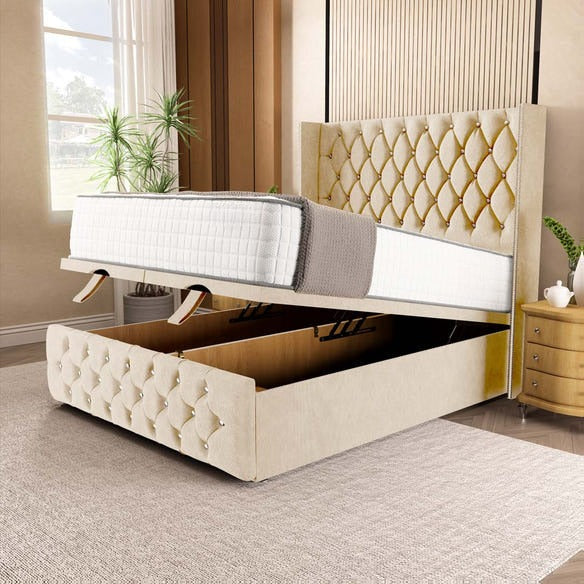 Luxor Ottoman Divan Bed - Cream Naples