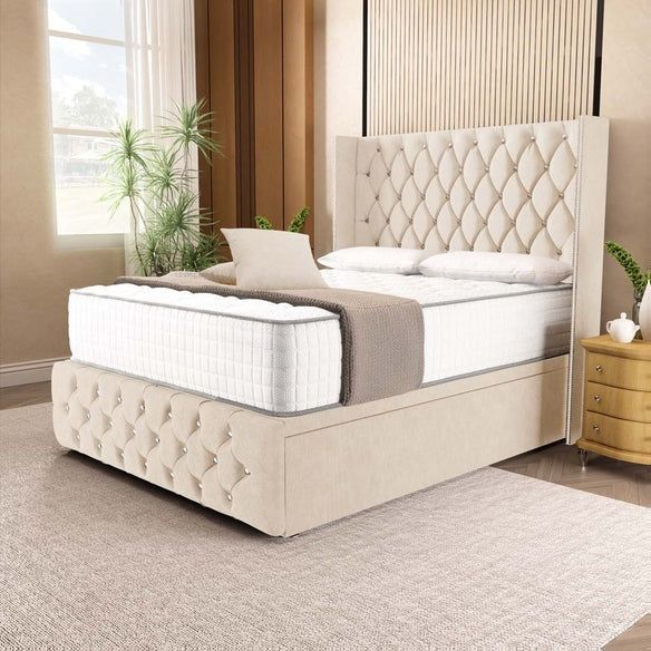 Luxor Ottoman Divan Bed - Cream Naples