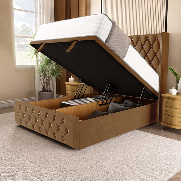 Luxor Ottoman Divan Bed - Mink Naples