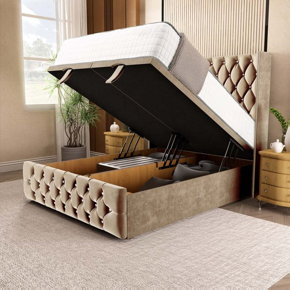 Luxor Ottoman Divan Bed - Mink Plush Velvet