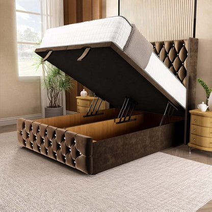 Luxor Ottoman Divan Bed - Mocca Plush Velvet