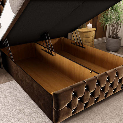 Luxor Ottoman Divan Bed - Mocca Plush Velvet