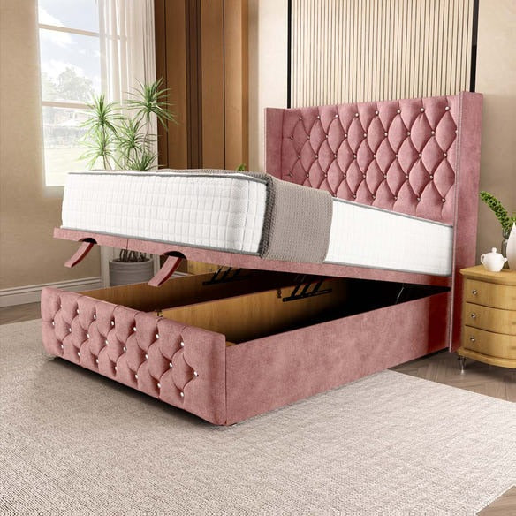 Luxor Ottoman Divan Bed - Pink Coniston