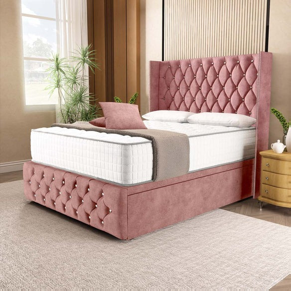 Luxor Ottoman Divan Bed - Pink Coniston