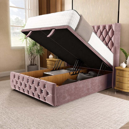Luxor Ottoman Divan Bed - Pink Plush Velvet