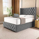 Luxor Ottoman Divan Bed - Silver Chenille