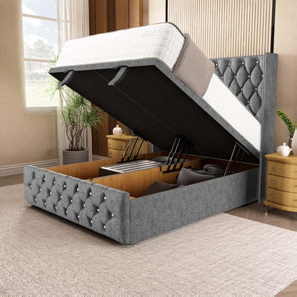 Luxor Ottoman Divan Bed - Silver Chenille