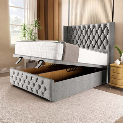 Luxor Ottoman Divan Bed - Silver Linoso