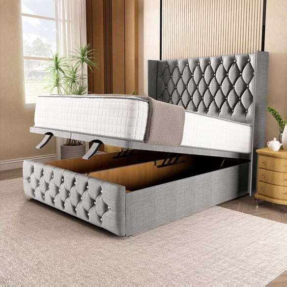 Luxor Ottoman Divan Bed - Silver Linoso