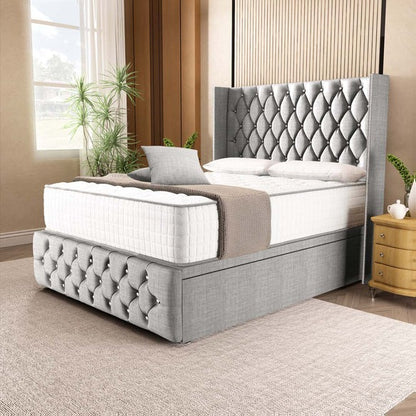 Luxor Ottoman Divan Bed - Silver Linoso