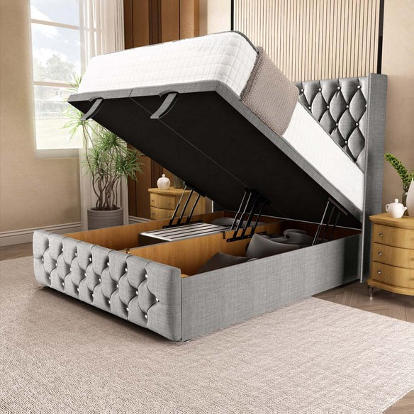 Luxor Ottoman Divan Bed - Silver Linoso