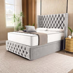 Luxor Ottoman Divan Bed - Silver Plush Velvet
