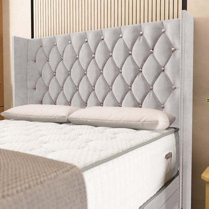 Luxor Ottoman Divan Bed - Silver Plush Velvet