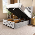 Luxor Ottoman Divan Bed - Silver Plush Velvet