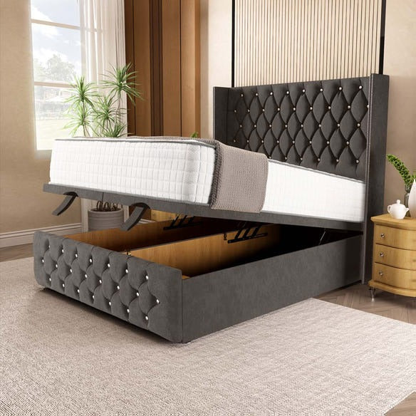 Luxor Ottoman Divan Bed - Slate Grey Naples