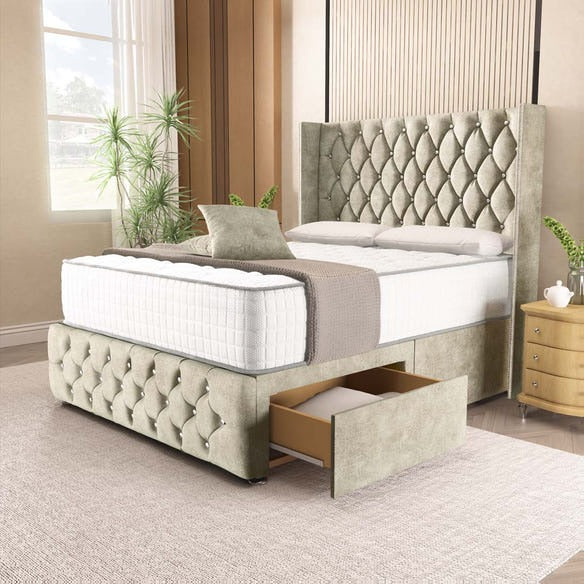 Luxor Wingback Divan Bed - Almond Coniston