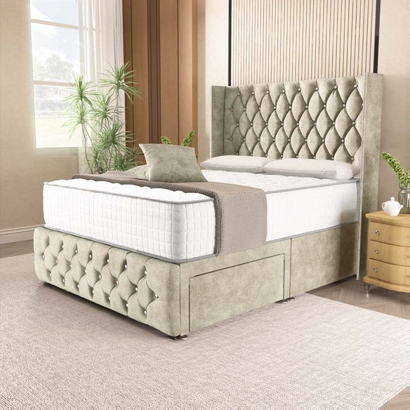 Luxor Wingback Divan Bed - Almond Coniston