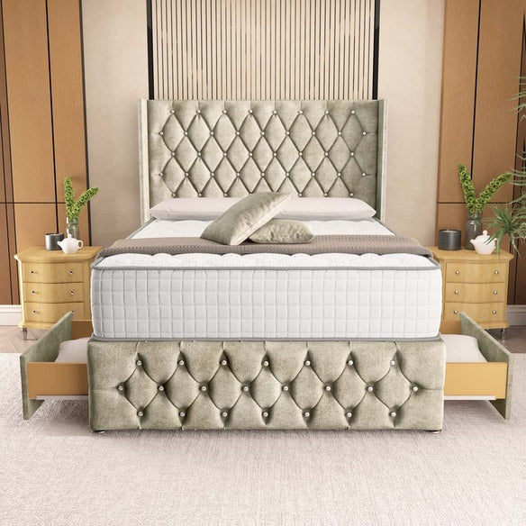 Luxor Wingback Divan Bed - Almond Coniston