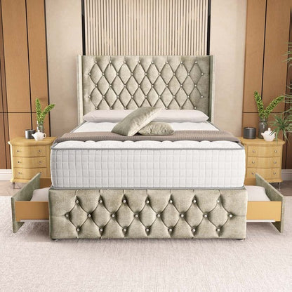 Luxor Wingback Divan Bed - Almond Coniston
