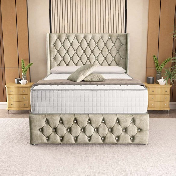 Luxor Wingback Divan Bed - Almond Coniston