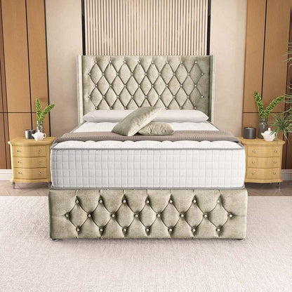 Luxor Wingback Divan Bed - Almond Coniston