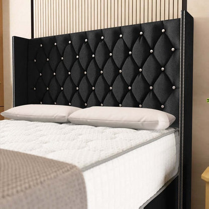 Luxor Wingback Divan Bed - Black Naples