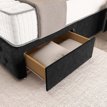 Luxor Wingback Divan Bed - Black Naples