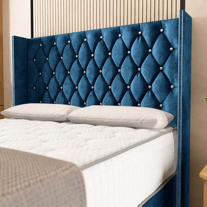 Luxor Wingback Divan Bed - Blue Coniston