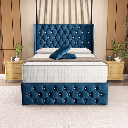 Luxor Wingback Divan Bed - Blue Coniston
