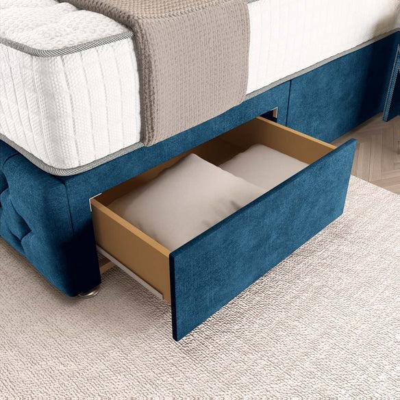 Luxor Wingback Divan Bed - Blue Coniston
