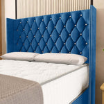 Luxor Wingback Divan Bed - Blue Plush Velvet