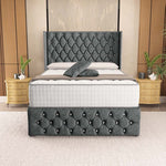 Luxor Wingback Divan Bed - Charcoal Chenille