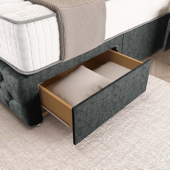 Luxor Wingback Divan Bed - Charcoal Chenille