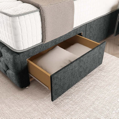 Luxor Wingback Divan Bed - Charcoal Chenille